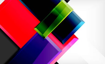 Bright colorful square shape blocks geometrical background, vector modern templateのイラスト素材