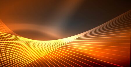 Neon glowing lines, magic energy space light concept, abstract background wallpaper design, vector illustrationのイラスト素材