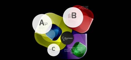 Retro colorful geometric background - circles on black, great design for any purposes. Creative minimal conceptのイラスト素材