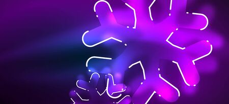 Blurred Christmas snowflake abstract background, stylized minimal design, neon glowing colors. Vector neon background. Snow backgroundのイラスト素材