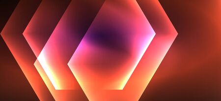 Shiny hexagon neon template. Futuristic digital technology concept. Vector abstract graphic design. Vector vintage retro illustration.のイラスト素材