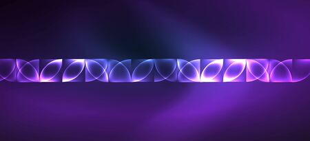 Colorful blue neon shape round triangle in modern style on light background. Dark space, futuristic technology template. Glowing blue neon effect.のイラスト素材