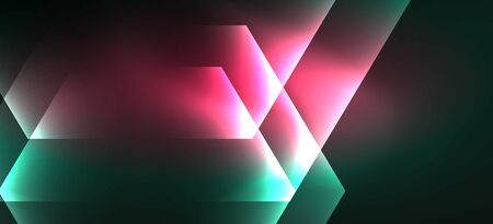 Shiny hexagon neon template. Futuristic digital technology concept. Vector abstract graphic design. Vector vintage retro illustration.のイラスト素材