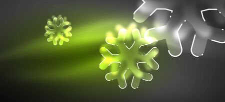 Blurred Christmas snowflake abstract background, stylized minimal design, neon glowing colors. Vector neon background. Snow background. New Year glowing snowのイラスト素材