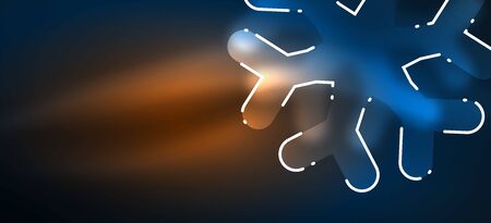 Blurred Christmas snowflake abstract background, stylized minimal design, neon glowing colors. Vector neon background. Snow backgroundのイラスト素材
