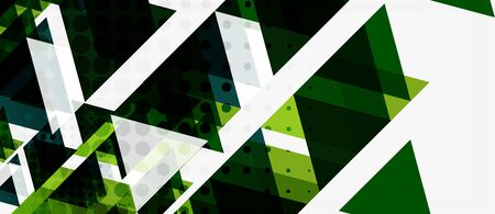 Banner with multicolored mosaic triangle geometric design on white background. Abstract texture....
