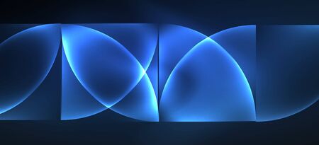 Colorful blue neon shape round triangle in modern style on light background. Dark space, futuristic...