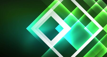 Neon geometric abstract background in hipster style on light background. Space retro design. Color geometric pattern. Square shape abstract background.のイラスト素材