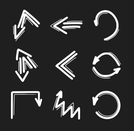 Set of hand drawn arrow icons. Arrows doodles design elementsのイラスト素材