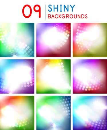 Set of vector shiny light abstract backgrounds with beam effects for your presentationのイラスト素材