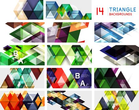 Set of geometric triangle abstract backgrounds. Repeated trianglesのイラスト素材
