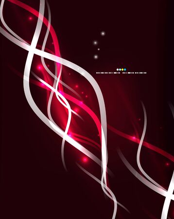 Glowing neon wave lines flowing motion background. Wave energy in black color, fractal designのイラスト素材