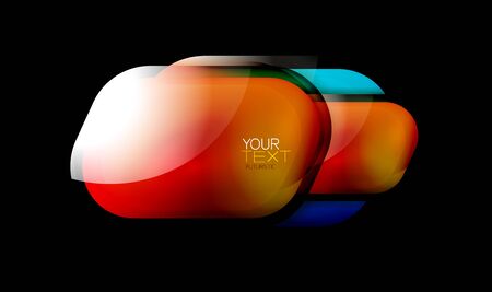 Glass web banner graphic design, bright transparent glossy element for message, digital bubble icon concept.のイラスト素材