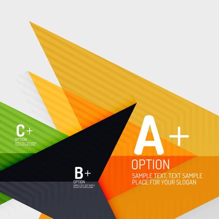Infographics with a b c steps, option workflow layout diagram, triangle geometric shapes. Vector artのイラスト素材