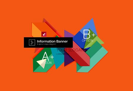 Flat design color information banner template with step options. Vector abstract infographics diagramのイラスト素材