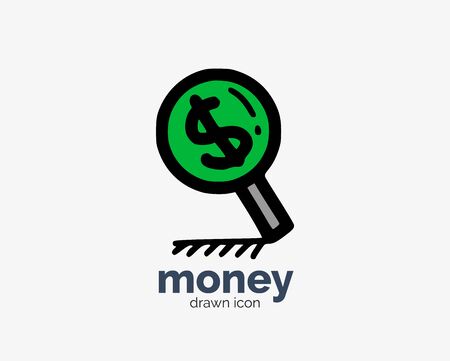Hand drawn doodle money finding iconのイラスト素材