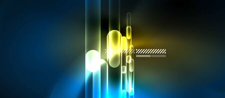 Glass neon block and lines abstract backgroundのイラスト素材