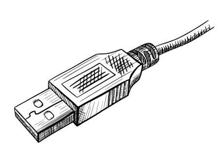 Hand drawn usb port. Vector drawing illustrationのイラスト素材