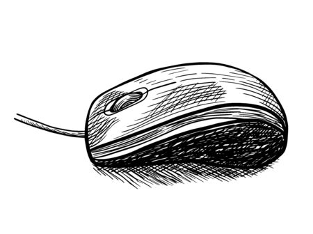 Hand drawn computer mouse. Vector drawing illustrationのイラスト素材