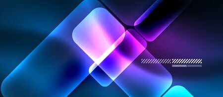 Glass neon block and lines abstract backgroundのイラスト素材