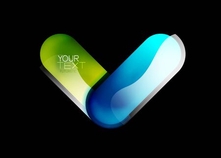 Abstract design icon, glass glossy style element. Techno futuristic geometric round shape frame with some text. Business metallic modern templateのイラスト素材