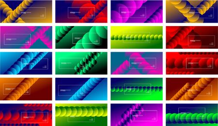 Set of simple abstract backgrounds with neon color circles. Memphis Style Geometric Patterns. Vector Illustrations For Wallpaper, Banner, Background, Card, Book Illustration, landing pageのイラスト素材