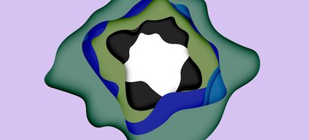Abstract geometric pattern. 3d paper layers cut out colorful wave background. Origami cut out...