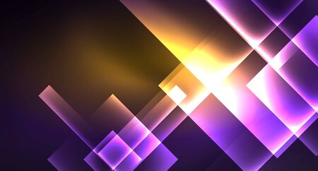Neon shiny color squares on black, modern template. Vectorのイラスト素材