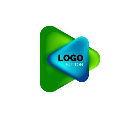 Play, arrow or download button icon, minimal design business template. 3d geometric bold in relief style with color blend steps effect. Vector Illustration For Wallpaper, Banner, Background, Cardのイラスト素材
