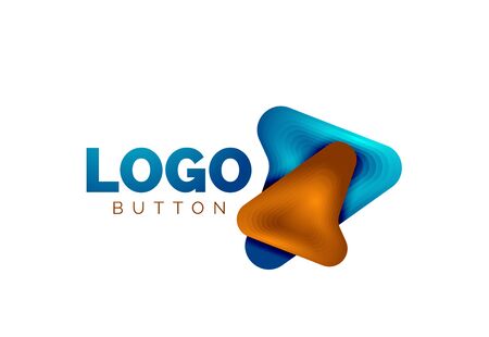 Arrow  template. Or play or download button   template. Minimal geometrical design, 3d geometric bold symbol in relief style with color blend steps effect. Vector Illustrationのイラスト素材