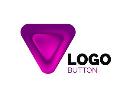 Play, arrow or download button icon, minimal design business template. 3d geometric bold in relief style with color blend steps effect. Vector Illustration For Wallpaper, Banner, Background, Cardのイラスト素材