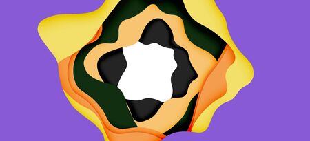 Vector decorative background. Abstract web template with cut out 3d paper abstract waves on light...