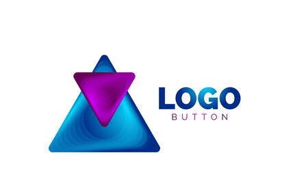 Triangle icon geometric   template. Minimal geometrical design, 3d geometric bold symbol in relief style with color blend steps effect. Vector Illustration For Button, Banner, Backgroundのイラスト素材