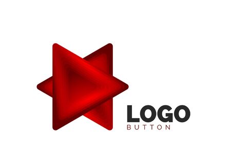 Triangle icon geometric template. Minimal geometrical design, 3d geometric bold symbol in relief style with color blend steps effect. Vector Illustration For Button, Banner, Backgroundのイラスト素材