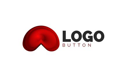 Abstract round shape template. Minimal geometrical design, 3d geometric bold symbol in relief style with color blend steps effect. Vector Illustrationのイラスト素材