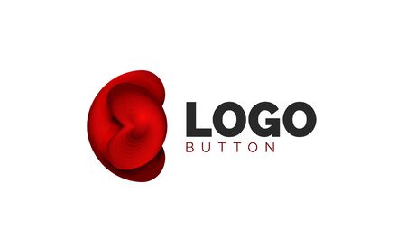 Abstract round shape logo template. Minimal geometrical design, 3d geometric bold symbol in relief...