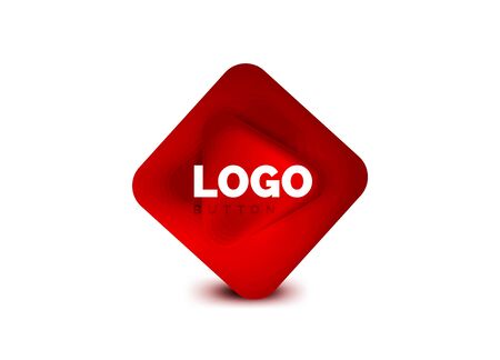Play, arrow or download button icon, minimal design business template. 3d geometric bold in relief style with color blend steps effect. Vector Illustration For Wallpaper, Banner, Background, Cardのイラスト素材