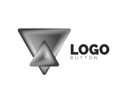 Triangle icon geometric template. Minimal geometrical design, 3d geometric bold symbol in relief style with color blend steps effect. Vector Illustration For Button, Banner, Backgroundのイラスト素材