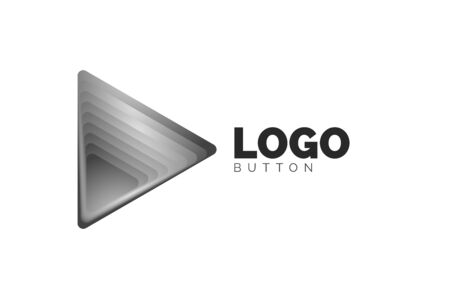 Triangle icon geometric template. Minimal geometrical design, 3d geometric bold symbol in relief style with color blend steps effect. Vector Illustration For Button, Banner, Backgroundのイラスト素材