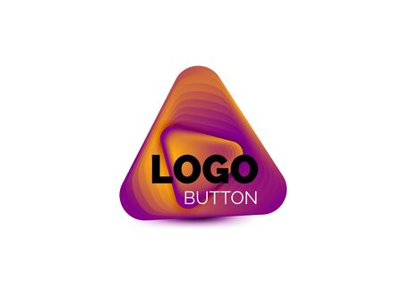Play, arrow or download button icon, minimal design business template. 3d geometric bold in relief style with color blend steps effect. Vector Illustration For Wallpaper, Banner, Background, Cardのイラスト素材