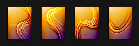 Wave covers set with fluid gradients. Dynamic trendy abstract background with flowing wavy lines....