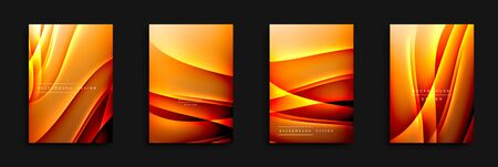 Wave covers set with fluid gradients. Dynamic trendy abstract background with flowing wavy lines. Vector Illustration For Wallpaper, Banner, Background, Card, Book Illustration, landing page, cover, placards, poster, banner, flyer designのイラスト素材