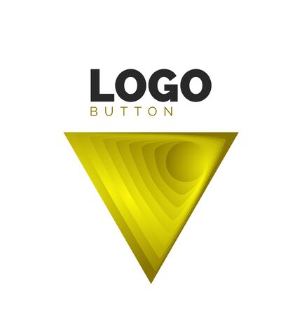 Triangle icon geometric logo template. Minimal geometrical design, 3d geometric bold symbol in relief style with color blend steps effect. Vector Illustration For Button, Banner, Backgroundのイラスト素材