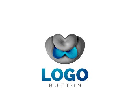 Abstract round shape template. Minimal geometrical design, 3d geometric bold symbol in relief style with color blend steps effect. Vector Illustrationのイラスト素材