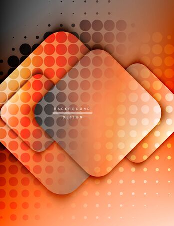 Rounded squares shapes composition geometric abstract background. 3D shadow effects and fluid gradients. Modern overlapping forms.のイラスト素材