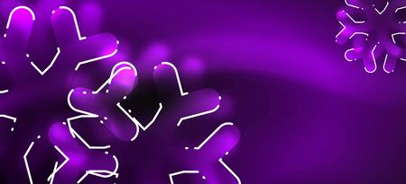 Blurred Christmas snowflake abstract background, stylized minimal design, neon glowing colors. Vector neon background. Snow background. New Year glowing snowのイラスト素材