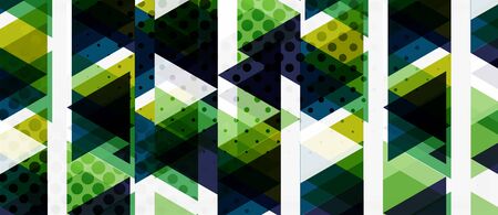 Banner with multicolored mosaic triangle geometric design on white background. Abstract texture....