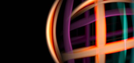 Abstract silk smooth lines on black, multicolored liquid fluid rainbow style waves on black. Vector Illustrations For Wallpaper, Banner, Background, Card, Book, Illustration, landing page, cover, placard, poster, banner, flyer, designのイラスト素材