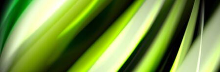 Silk and smooth flow wave poster design. Color waves, liquid style lines and shapes in black color backgroundのイラスト素材