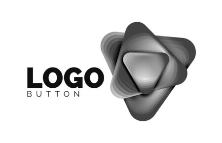 Play, arrow or download button icon, minimal design business template. 3d geometric bold in relief style with color blend steps effect. Vector Illustration For Wallpaper, Banner, Background, Cardのイラスト素材